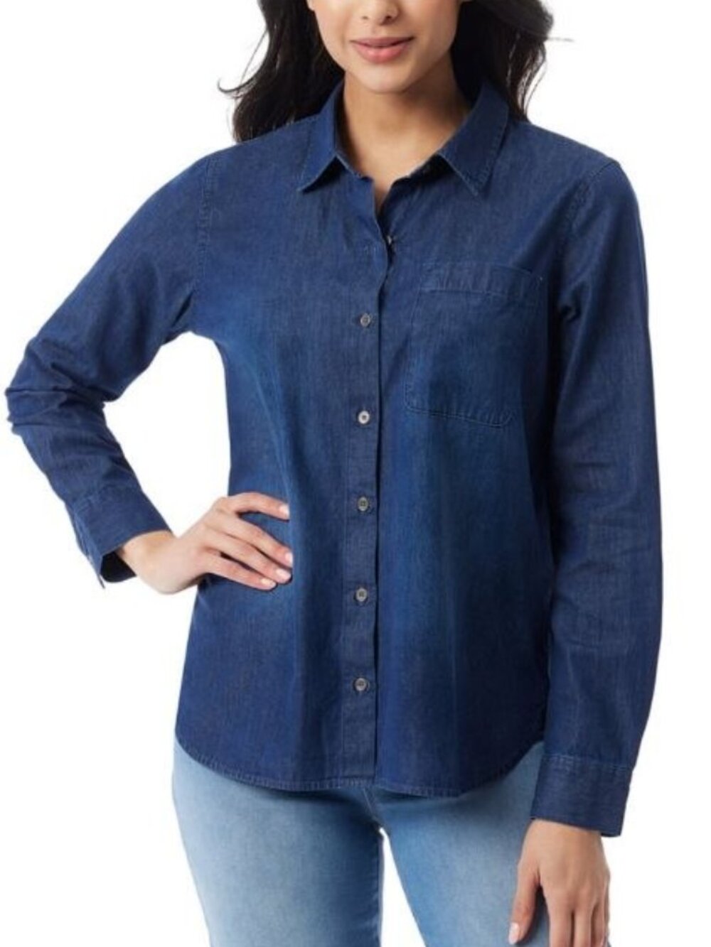 $48 Gloria Vanderbilt Women"s Larissa Faded denim Shirt Size XL